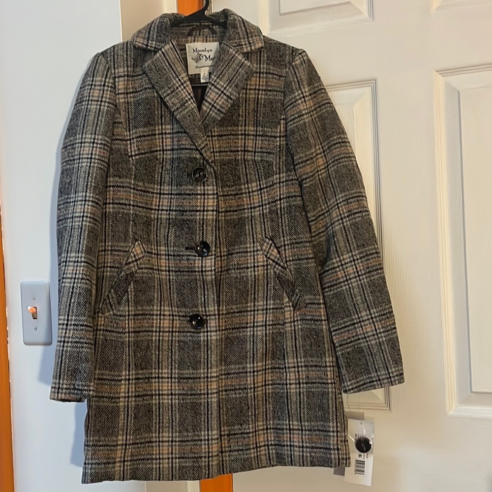 Maralyn & Me Juniors' Single-Breasted Reefer Coat Size S